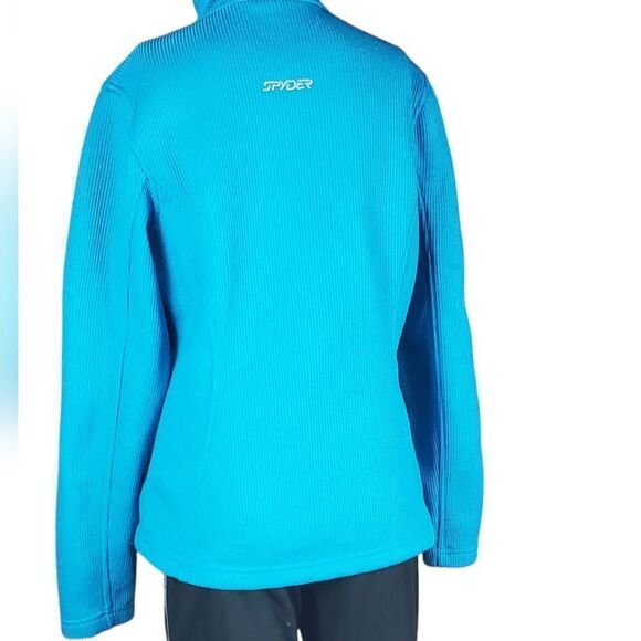 Spyder Teal Blue Ribbed Full Zip Jacket - Picture 2 of 8